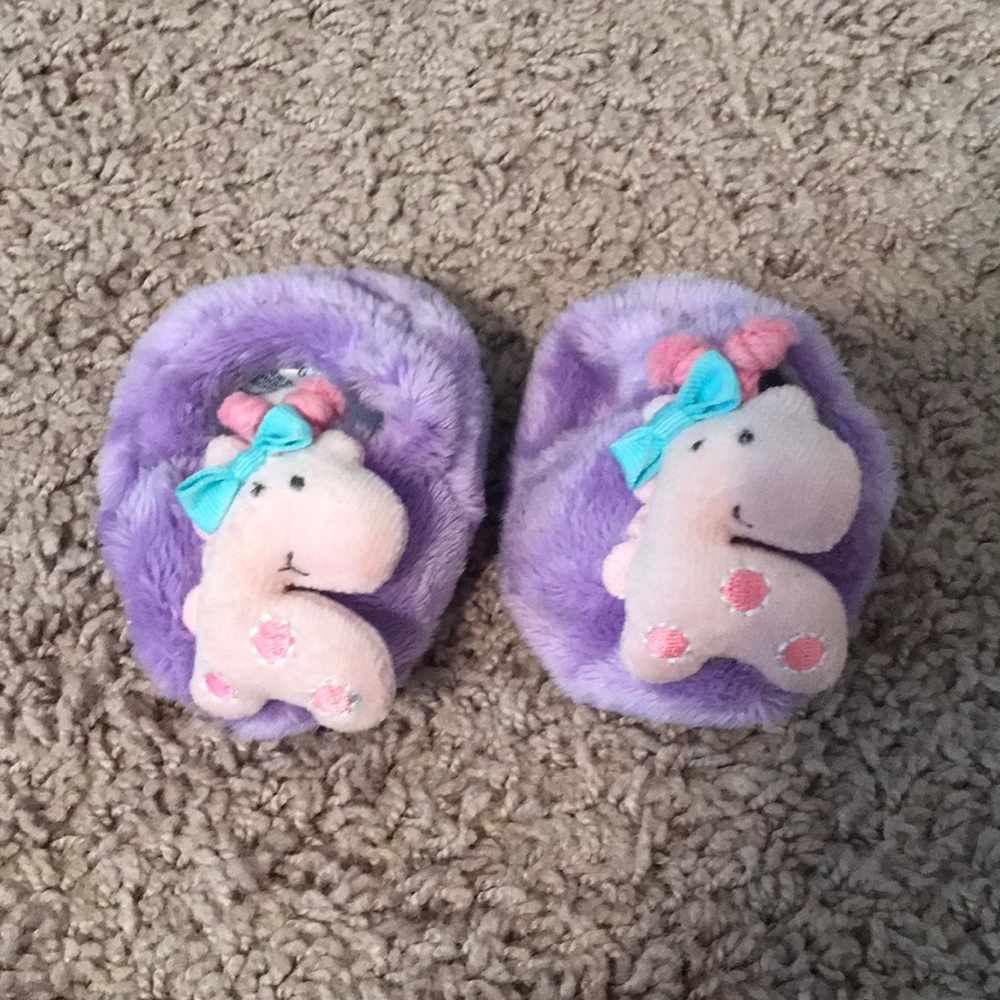 Gerber 0-6M Purple Dinosaur Slippers pink baby